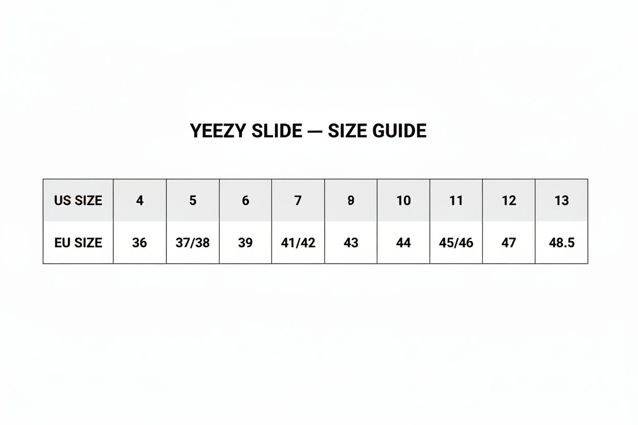 Yeezy Slide Size Guide - No Footer